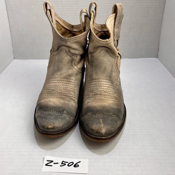 Diesel Booties Womens Leather Western Stacked Heel Distressed Boho - Picture 6 of 16